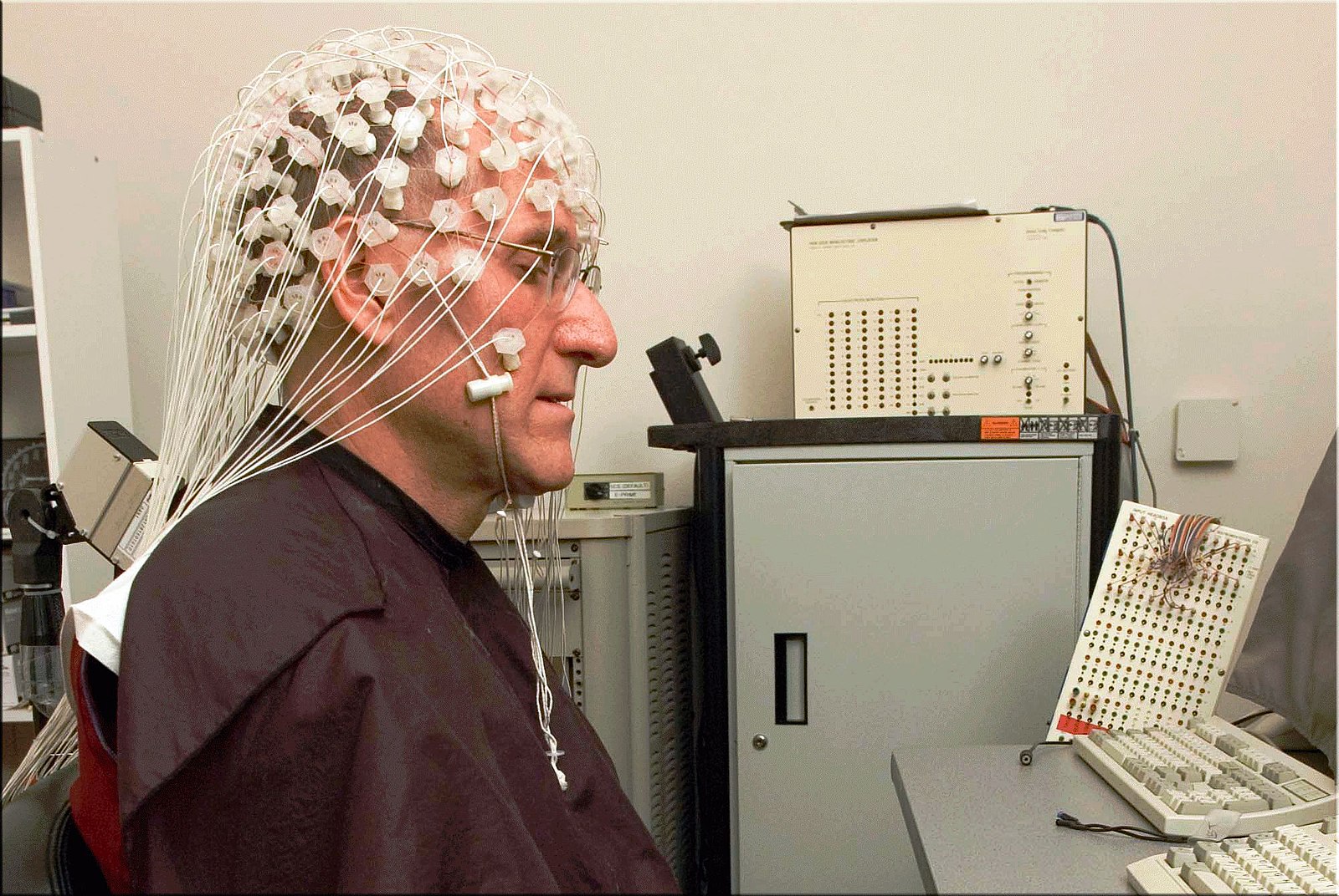 Barry Kerzin meditating with EEG for neuroscience research