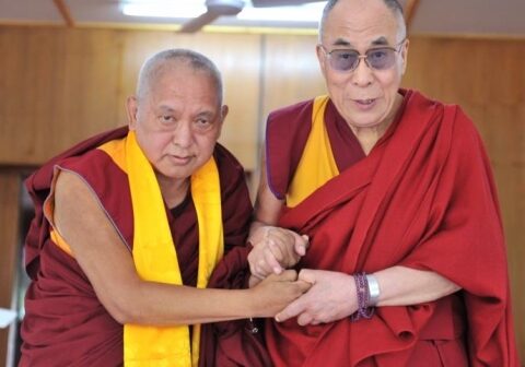 Lama Zopa Rinpoche and His Holiness the Dalai Lama. Photography FPMT